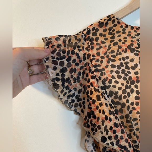 Majorelle||jasmina midi dress in spotted multi. All over leopard print.Ruffle Sm - Picture 7 of 7